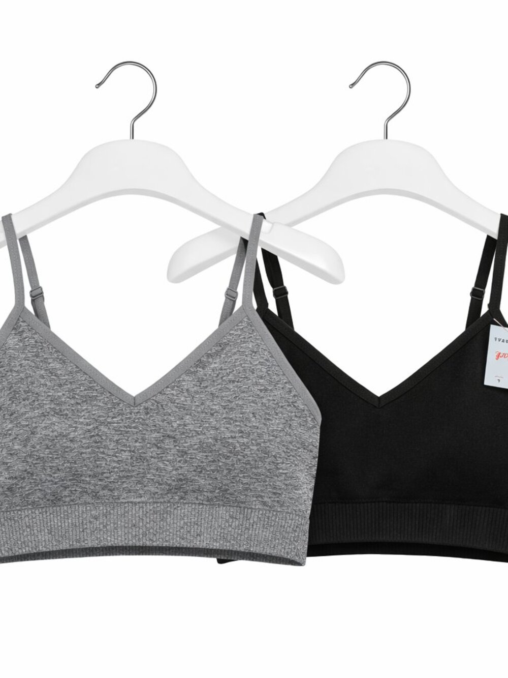 Cat & Jack Kids Seamless Bra 2‑Pack – Gray & Black – Size L